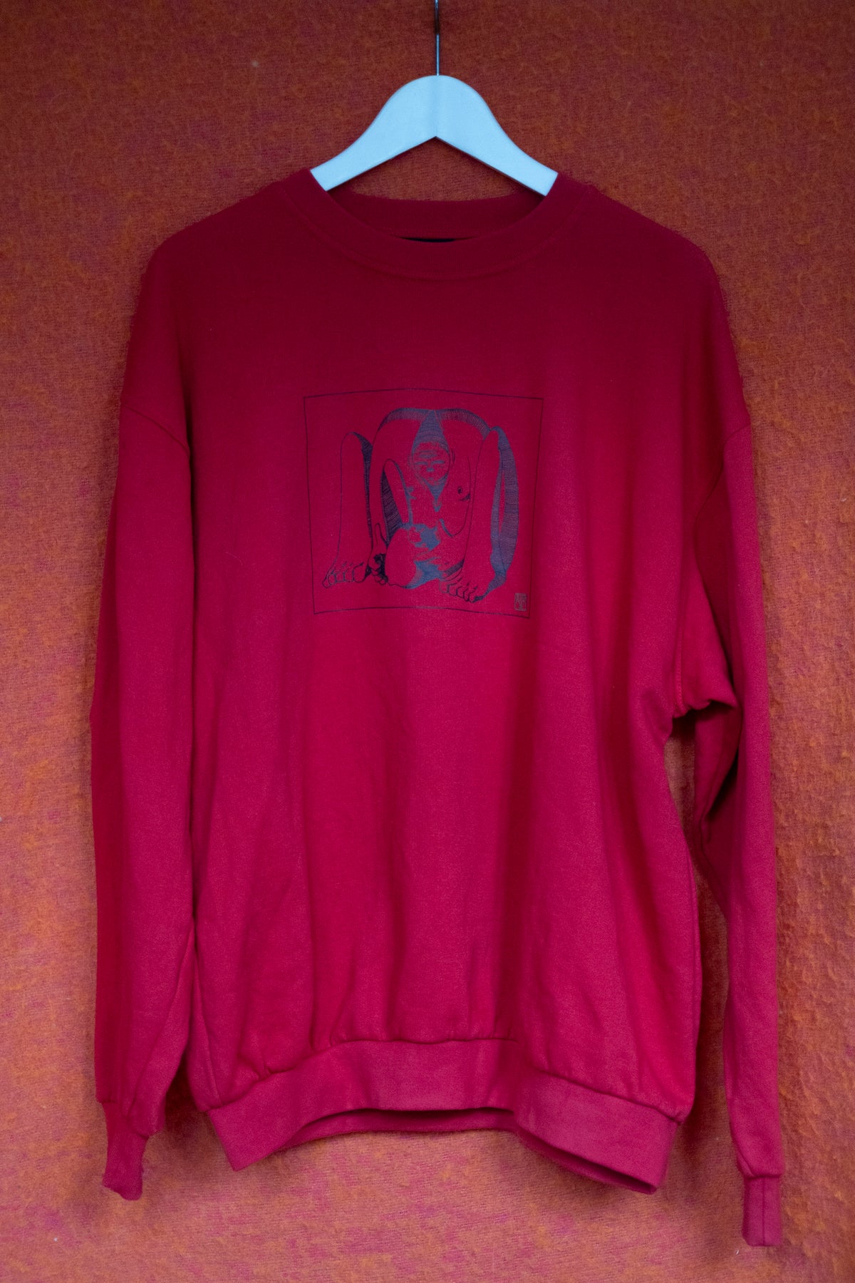 a big one: red sweatshirt, L